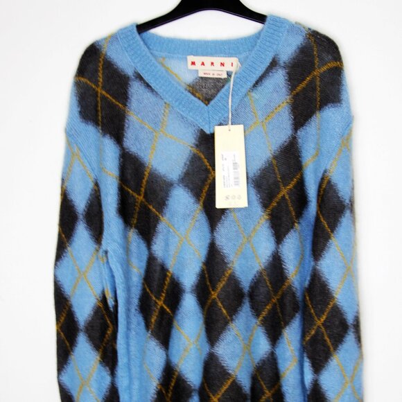 BNWT AW24 MARNI ARGYLE MOHAIR SWEATER 50 - Picture 2 of 13